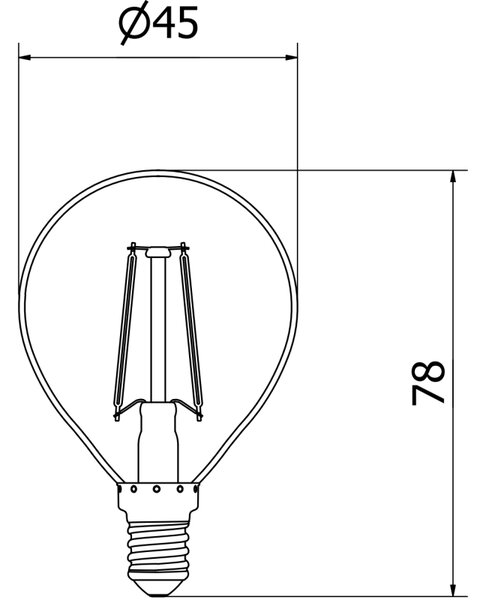 Mexen Vintis, Bec LED cu filament E14, G45, 2 W, alb neutru 4000K, transparent, L156-E14-0240-00