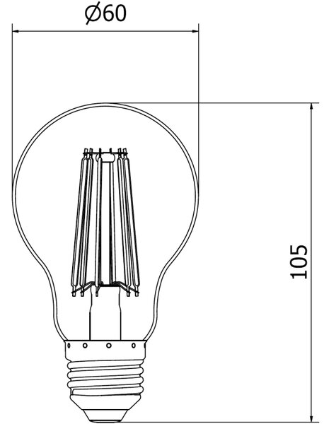 Mexen Vintis, Bec LED cu filament E27, A60, 12 W, alb cald 2700K, transparent, L150-E27-1227-00