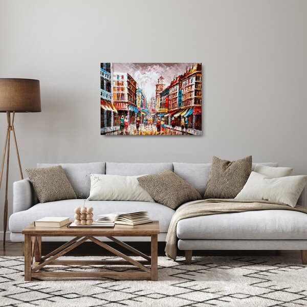 Tablou pe sticlă - Hong Kong, pictură în ulei (70x50 cm)
