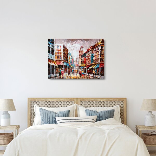 Tablou pe sticlă - Hong Kong, pictură în ulei (70x50 cm)