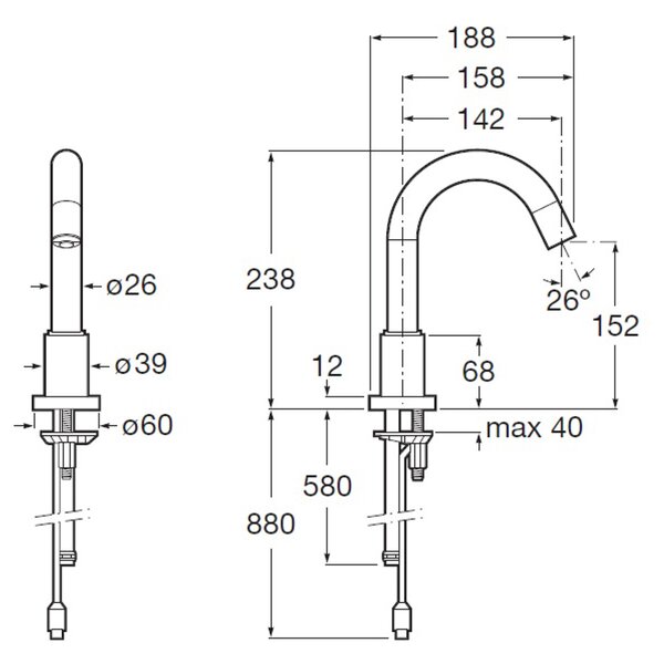 Roca Loft-E baterie lavoar stativ electrică crom A5A3343C00