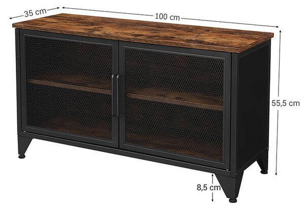 Dulap de depozitare, Vasagle, Maro-Negru, 100x35x55.5 cm
