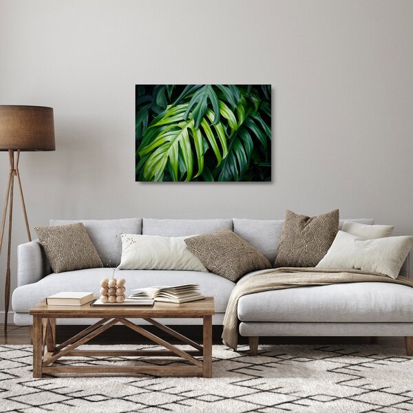 Tablou pe sticlă - Frunze tropicale (70x50 cm)
