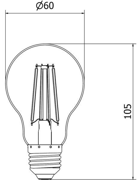 Mexen Vintis, Bec LED cu filament E27, A60, 8 W, alb cald 2200K, fumuriu, L150-E27-0822-70