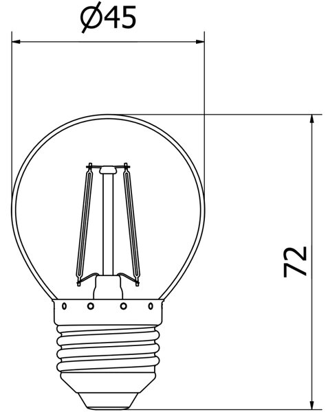 Mexen Vintis, Bec LED cu filament E27, G45, 2 W, alb neutru 4000K, transparent, L156-E27-0240-00