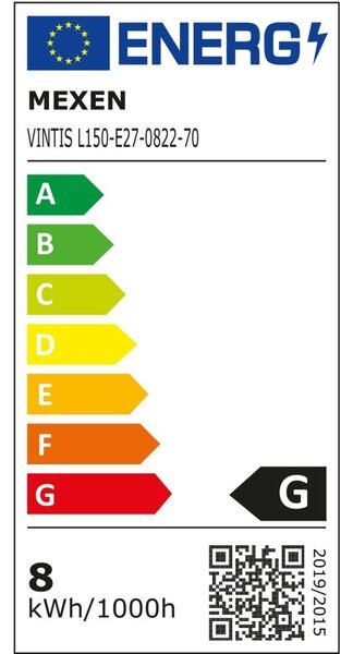Mexen Vintis, Bec LED cu filament E27, A60, 8 W, alb cald 2200K, fumuriu, L150-E27-0822-70