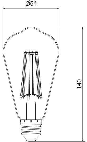 Mexen Vintis, Bec LED cu filament E27, ST64, 10 W, alb cald 2200K, fumuriu, L152-E27-1022-70
