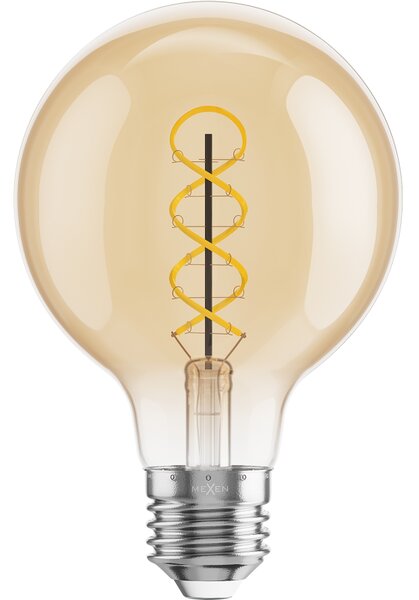 Mexen Vintis, Bec LED cu filament E27, G80, 2 W, alb cald 2200K, chihlimbar, L165-E27-0222-50