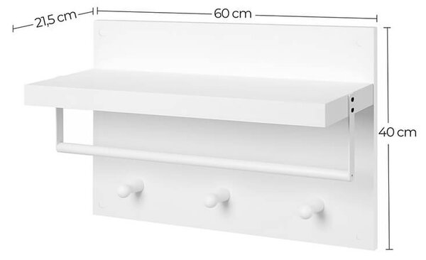 Raft de perete, Vasagle, Alb, 60x40x21.5 cm