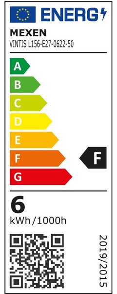 Mexen Vintis, Bec LED cu filament E27, G45, 6 W, alb cald 2200K, chihlimbar, L156-E27-0622-50