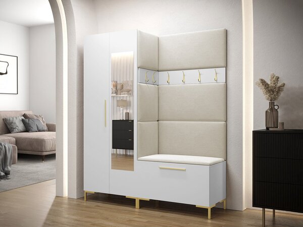 Set mobilier hol IX Mirjan Futura (Alb + crem). 1070350