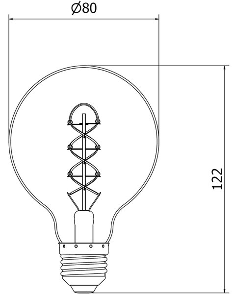 Mexen Vintis, Bec LED cu filament E27, G80, 2 W, alb cald 2200K, chihlimbar, L165-E27-0222-50