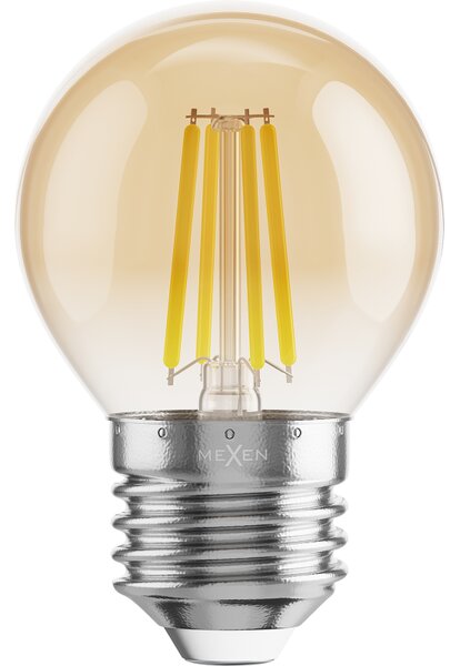 Mexen Vintis, Bec LED cu filament E27, G45, 6 W, alb cald 2200K, chihlimbar, L156-E27-0622-50