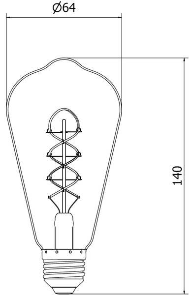 Mexen Vintis, Bec LED cu filament E27, ST64, 4 W, alb cald 2200K, chihlimbar, L162-E27-0422-50