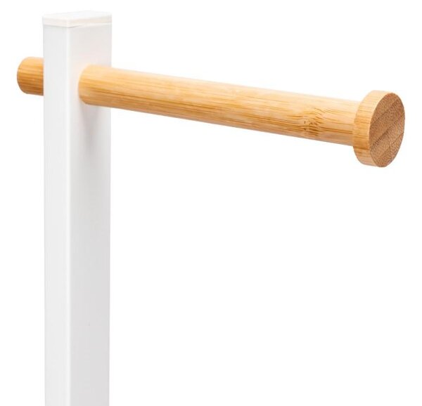 Erga Gasa, suport hârtie igienică cu dozator pentru perete 62cm, alb-maro natural, ERG-YKA-P.GASA-WHT