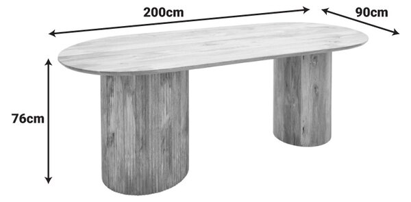 Masa de dining, Flute, Natural, 90x200x76 cm