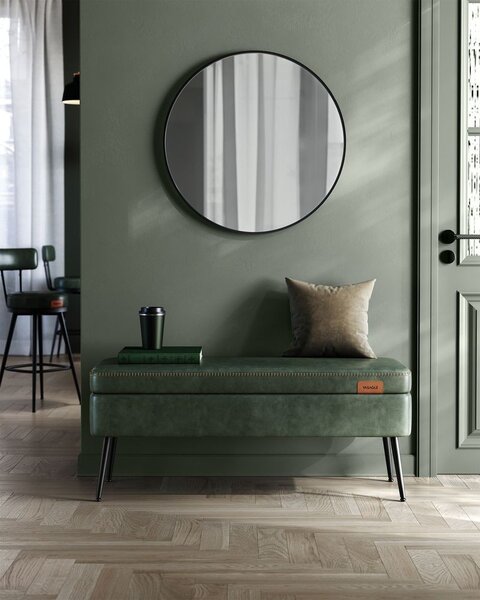 Bancuta hol cufar cu depozitare, Vasagle, Verde inchis, 120x40x45 cm