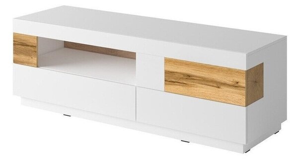 Comodă TV Livlore 103Stejar Wotan, Alb, Alb lucios, 16x5x6cm