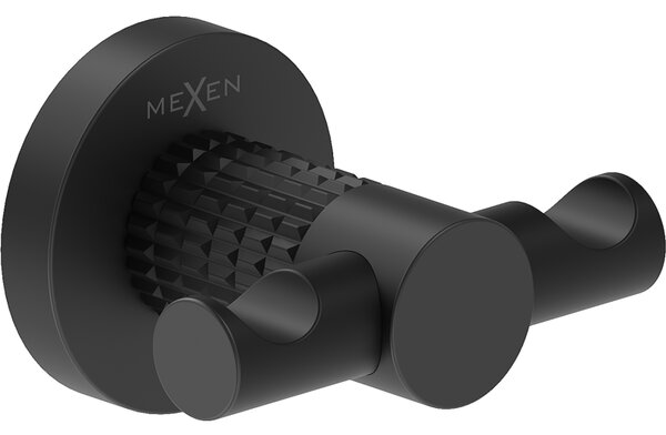 Mexen Triv, cârlig dublu pentru prosoape, montat pe perete, negru mat, 70A33012-70