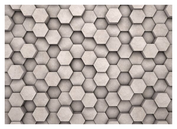 Tablou pe sticlă - Hexagoane design beton (70x50 cm)