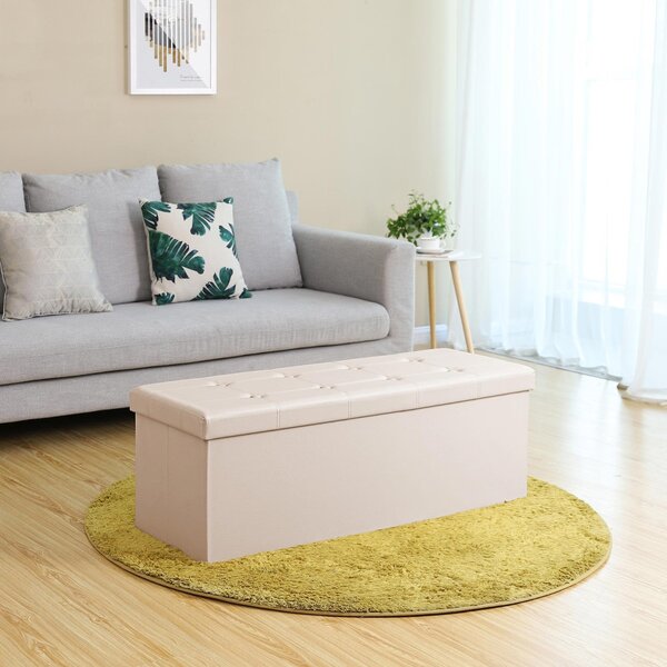 Bancheta de depozitare Otoman Songmics Bej 110x38x38 cm