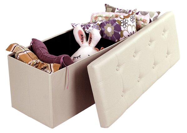 Bancheta de depozitare Otoman Songmics Bej 110x38x38 cm