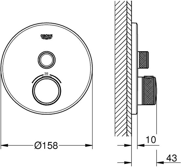 Grohe Grohtherm SmartControl baterie de duș ascuns cu termostat Hard Graphite 29118A00