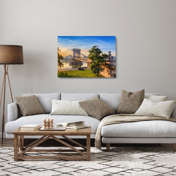 Tablou pe sticlă - Pod peste râu, Budapesta, Ungaria (70x50 cm)