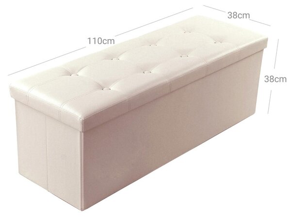 Bancheta de depozitare Otoman Songmics Bej 110x38x38 cm