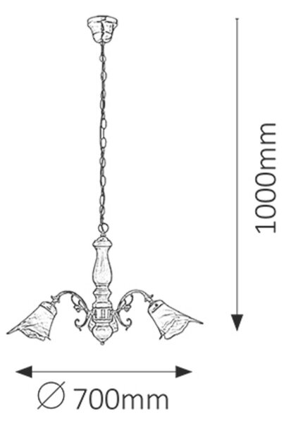 Rabalux Rustic 3 lampă suspendată 3x40 W alamă-maro 7093