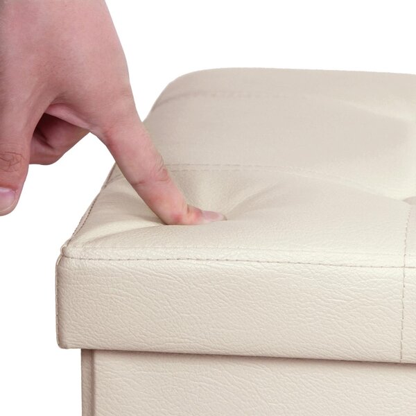 Bancheta de depozitare Otoman Songmics Bej 110x38x38 cm