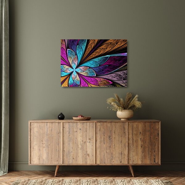 Tablou pe sticlă - Floare, abstracție (70x50 cm)