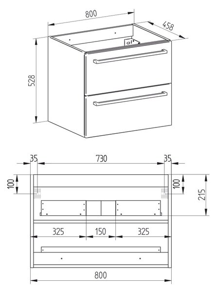 Mereo, Mereo Bino, dulap baie 80 cm, alb, MER-CN661SN