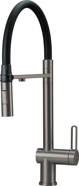 Deante Magnetic, baterie chiuvetă cu racord filtru apă și gură elastică, grafit, BRM_D75M