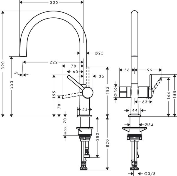 Hansgrohe Talis M54 baterie bucătărie pe picior negru 72805670