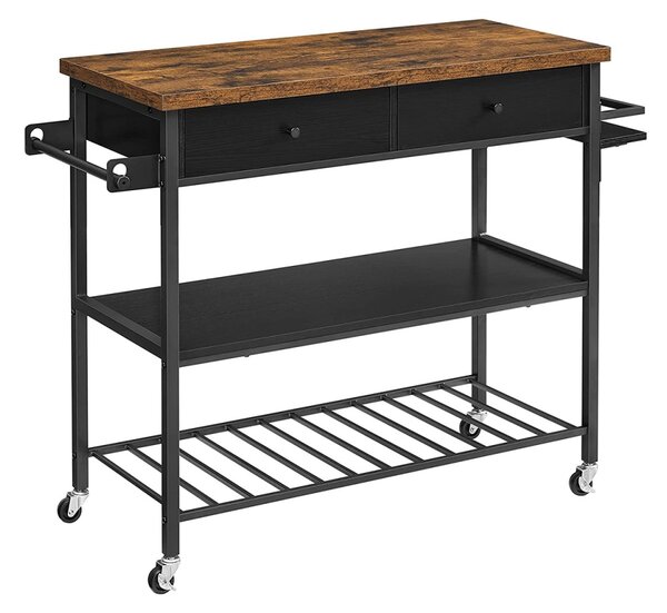 Insula de bucatarie cu roti Vasagle Negru 119x45x91 cm