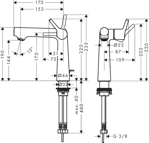 Hansgrohe Talis S baterie lavoar stativ crom 72113000