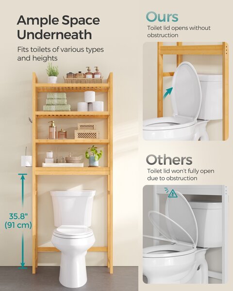 Raft baie WC Songmics Bej 63x26x185 cm