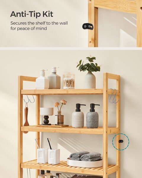 Raft baie WC Songmics Bej 63x26x185 cm