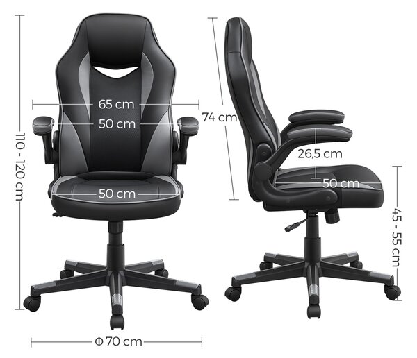 Scaun de gaming Songmics Negru 75x64x120 cm