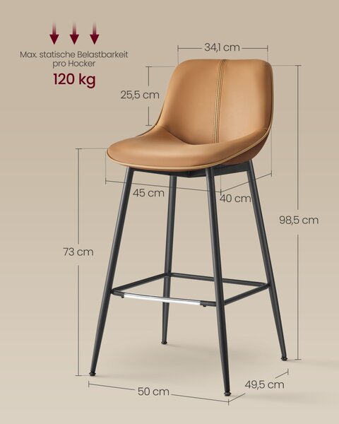 Scaune de bar Vasagle Maro 50x49.5x98.5 cm