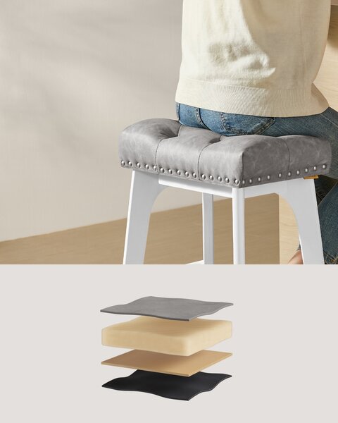 Set 2 scaune de bar Vasagle Gri 44x32x66 cm
