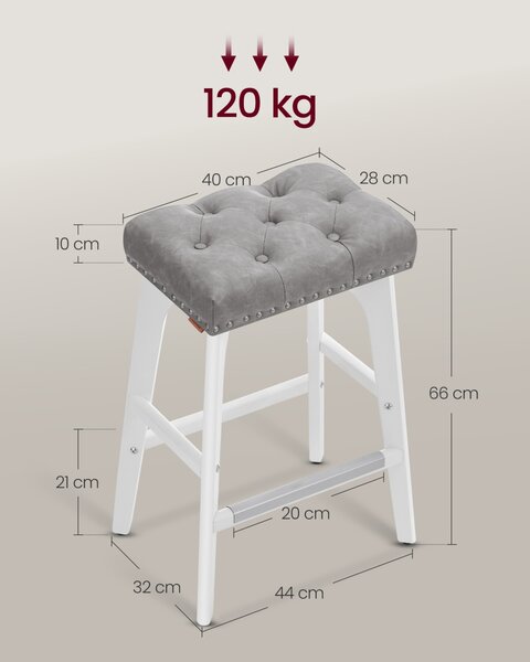 Set 2 scaune de bar Vasagle Gri 44x32x66 cm