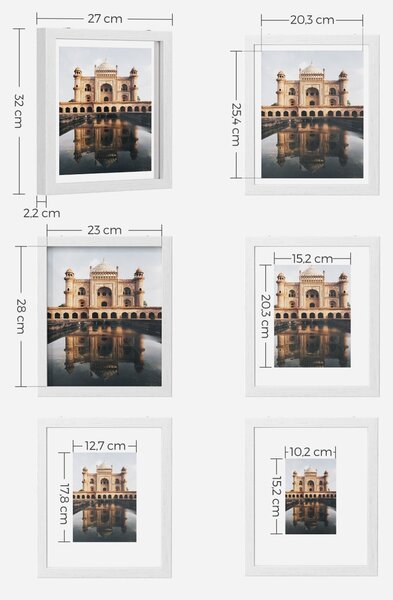Set 3 rame foto Songmics Alb 32x27x2.2 cm