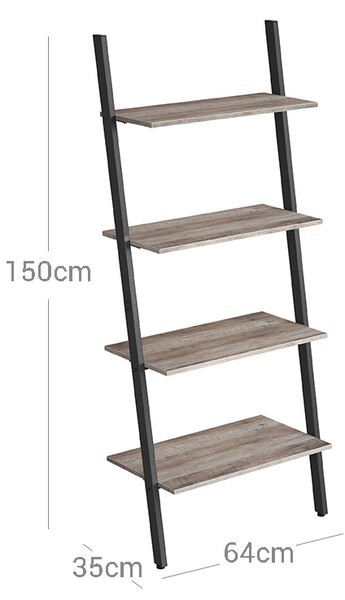 Biblioteca tip scara Vasagle Negru 64x34.2x151.5 cm