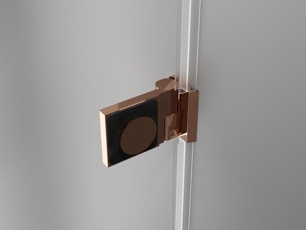 Mexen Lunar-B, ușă de duș pivotantă dreapta 90 cm, sticlă transparentă de 8 mm, profil auriu-roz, 832-090-000-60-00-P
