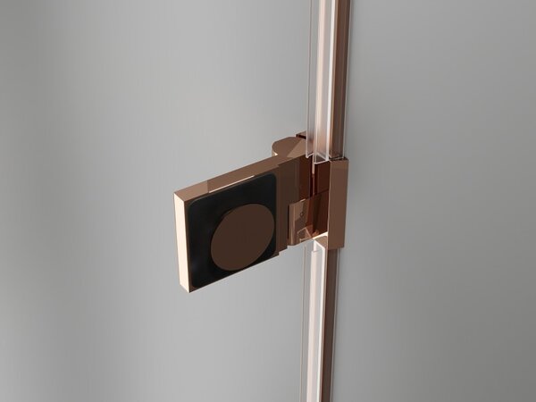 Mexen Lunar-B, ușă de duș pivotantă dreapta 90 cm, sticlă transparentă de 8 mm, profil auriu-roz, 832-090-000-60-00-P
