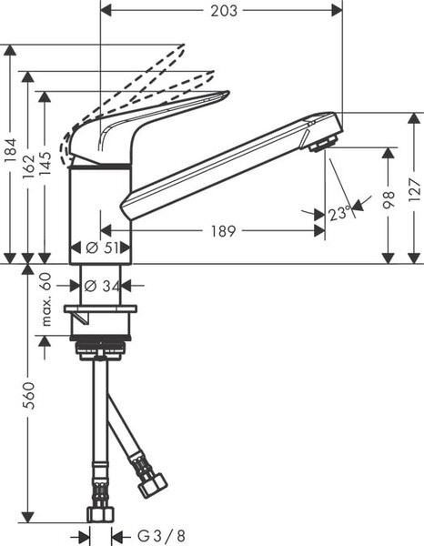 Hansgrohe Focus M42 baterie bucătărie pe picior crom 71809000