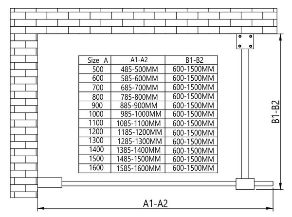 Erga Paris, Paravan de duș walk-in 50x200 cm, sticlă gri 8mm, profil cromat, ERG-V02-PARIS-050x200-GR-CR