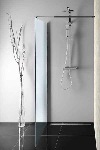 Aqualine Sapho, perete WALK-IN pentru montare pe perete cu suport, dintr-o bucată, 700 mm, sticlă mată